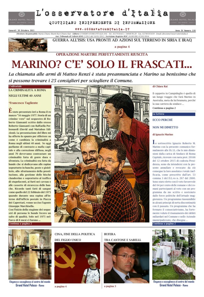 L'osservatore d'Italia edizione del 30 Ottobre 2015